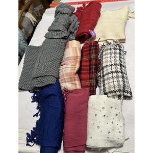 Lot of Scarves Winter 10 Assorted Colors Plaid Grandoe Inifinity Gray Red Pink